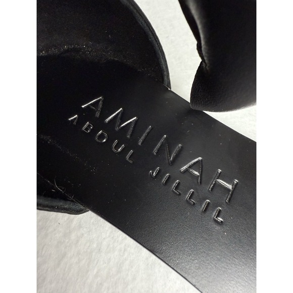 Aminah Abdul Jillil Black Bow Flat Sandals Size 6 New - Picture 5 of 7